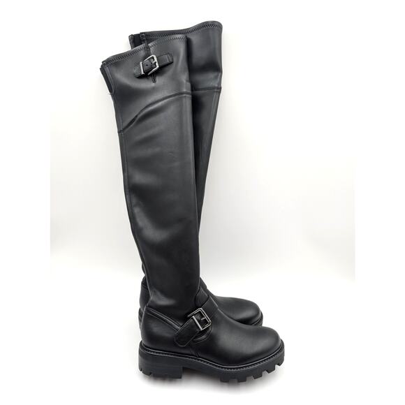 Marc Fisher Ganven Over-The-Knee Boots Buckle Women's Black Size US6.5M EU37 - Picture 3 of 16